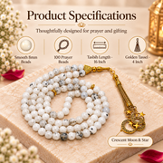 White Howlite Gemstone Crystal Tasbeeh