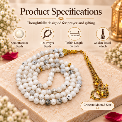 White Howlite Gemstone Crystal Tasbeeh