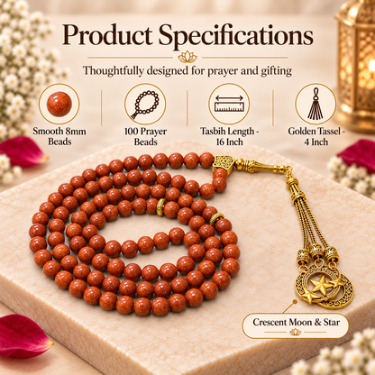 Red Goldstone Gemstone Crystal Tasbeeh