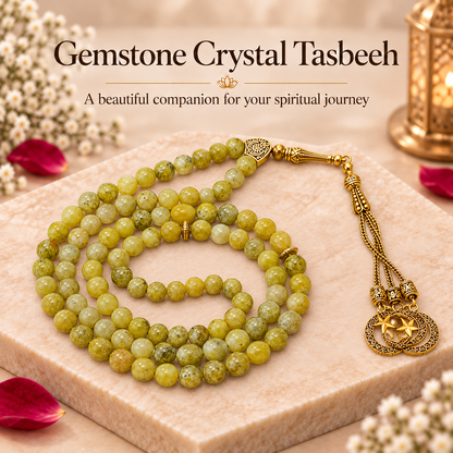 Yellow Serpentine Gemstone Crystal Tasbeeh