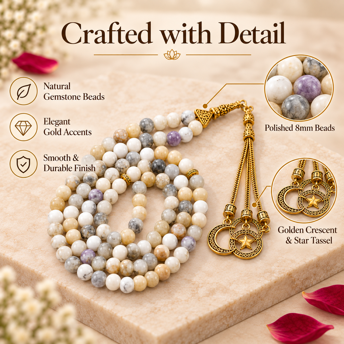Gemstone Crystal Tasbeeh