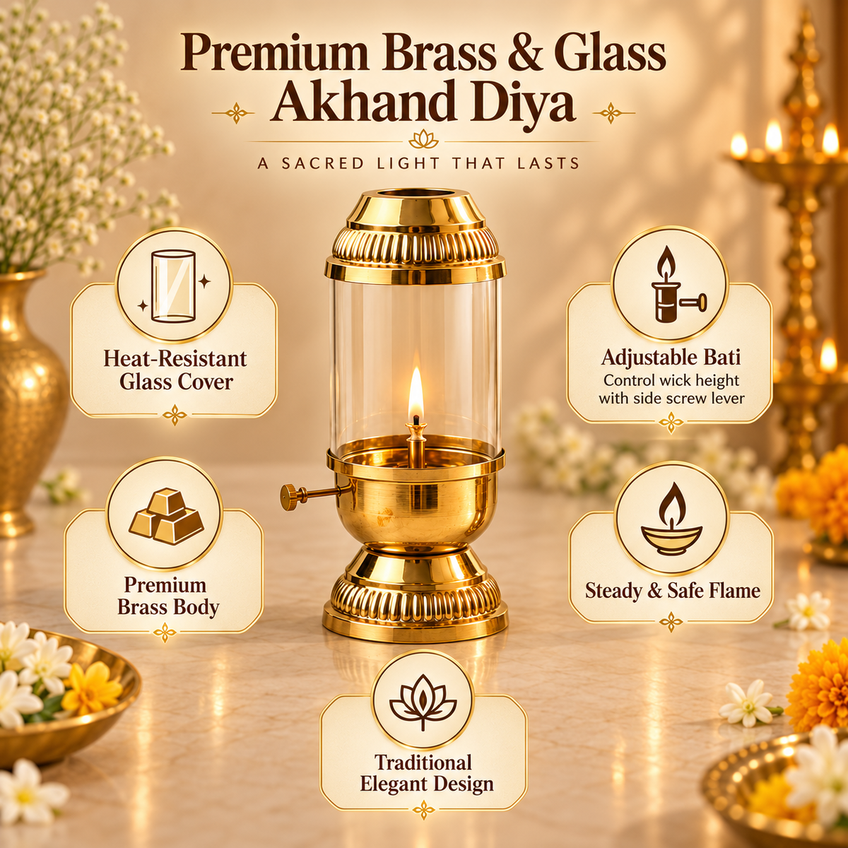 Brass Navratri Akhand Jyoti