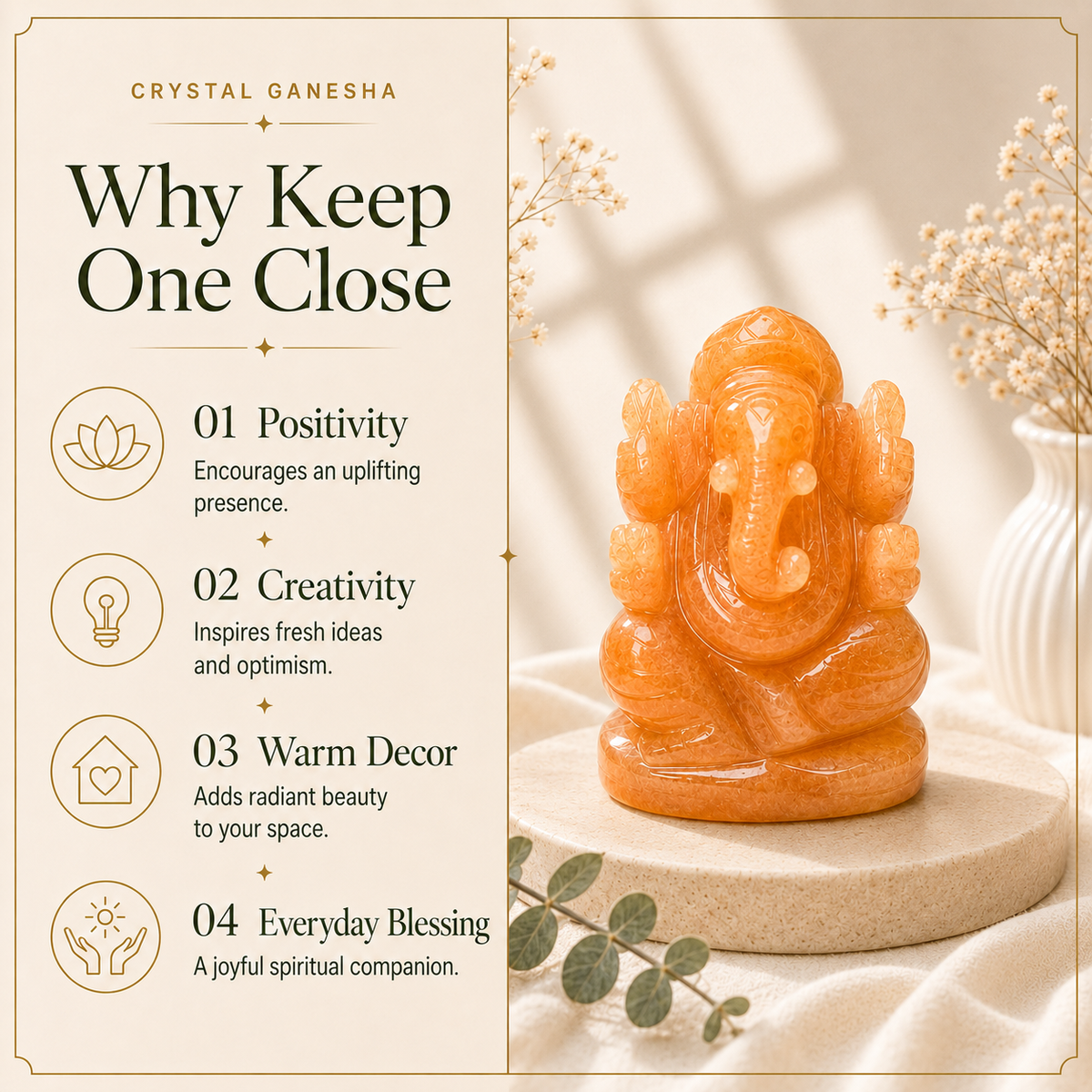 Orange Aventurine Ganesh Ji