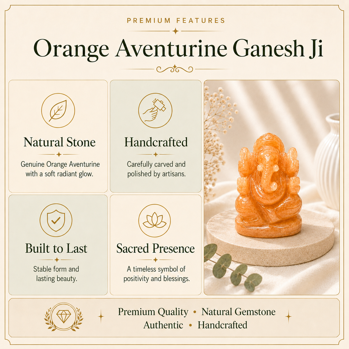 Orange Aventurine Ganesh Ji