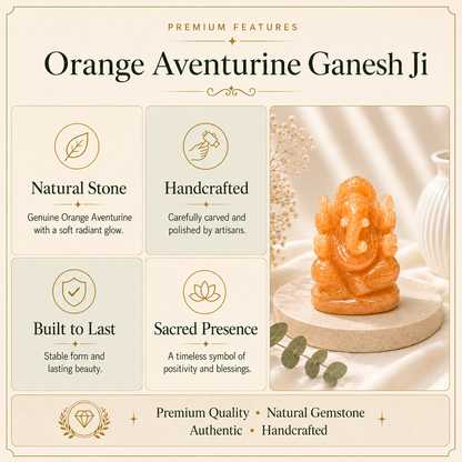 Orange Aventurine Ganesh Ji