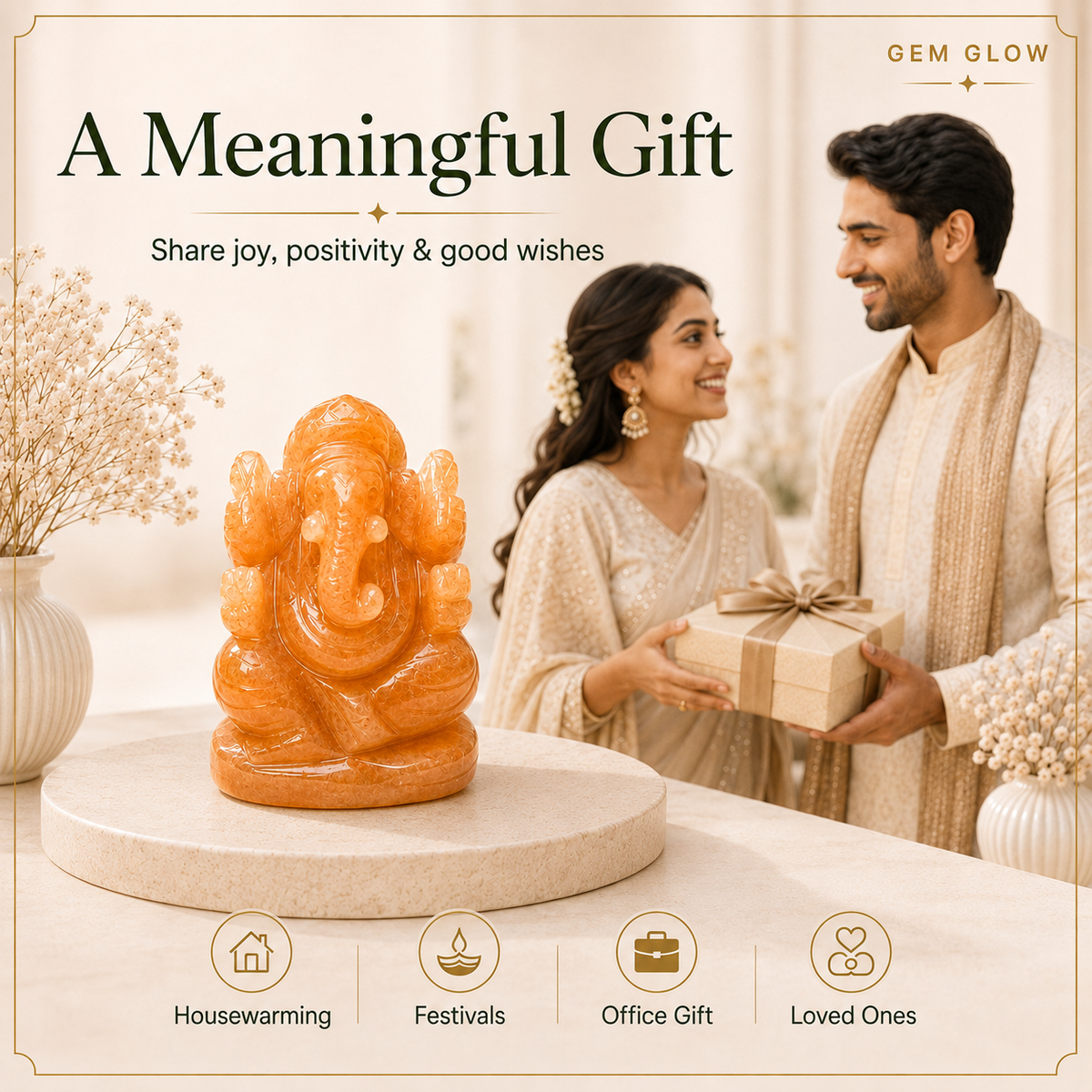 Orange Aventurine Ganesh Ji