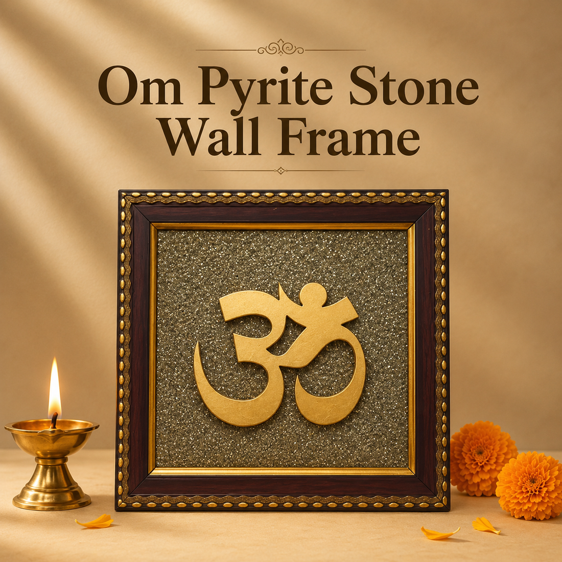 Om Pyrite Stone Wall Frame