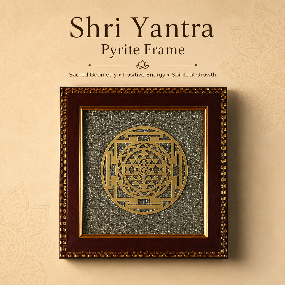 Shop Shri Yantra Pyrite Frame for Wealth, Prosperity & Positive Energy