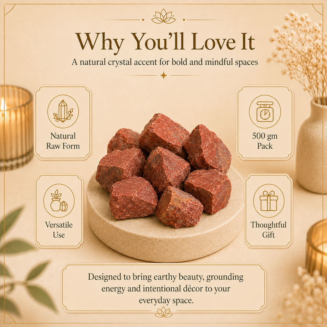 Red Jasper Raw Crystals and Stones (500 Gram)