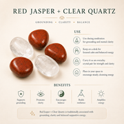 Virgo Zodiac Bracelet with Red Jasper & Clear Quartz