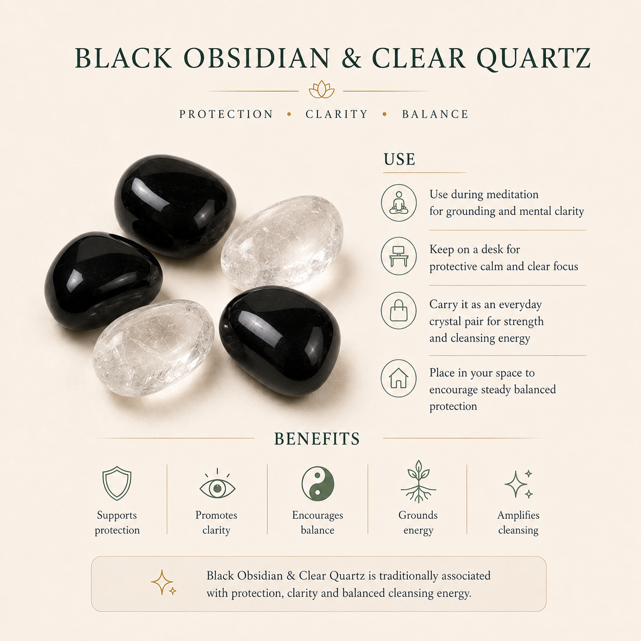 Scorpio Zodiac Bracelet with Black Obsidian & Clear Quartz