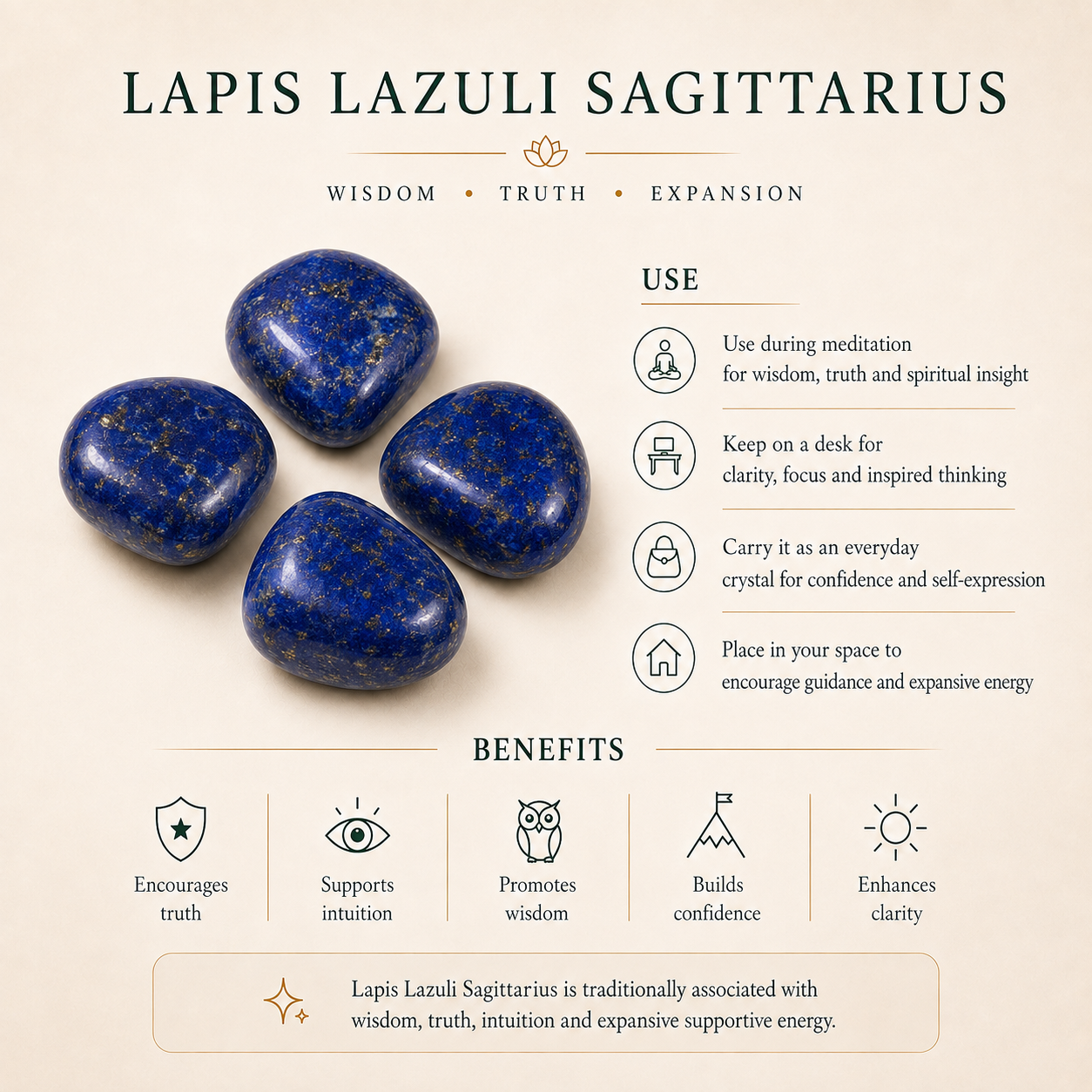 Lapis Lazuli Sagittarius Zodiac(धनु राशि) Certified Healing Crystal Bracelet