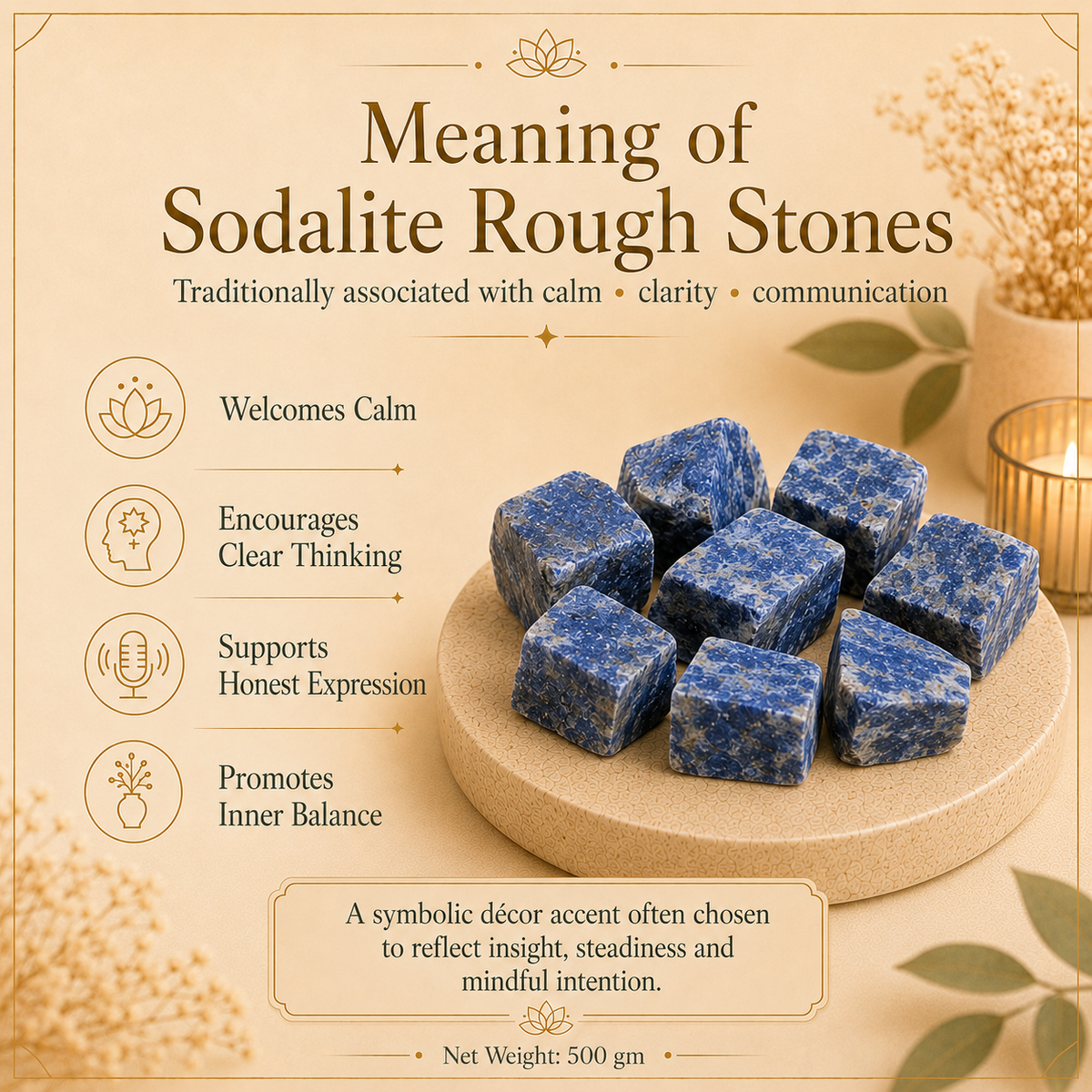 Sodalite Raw Crystals and Stones (500 Gram)