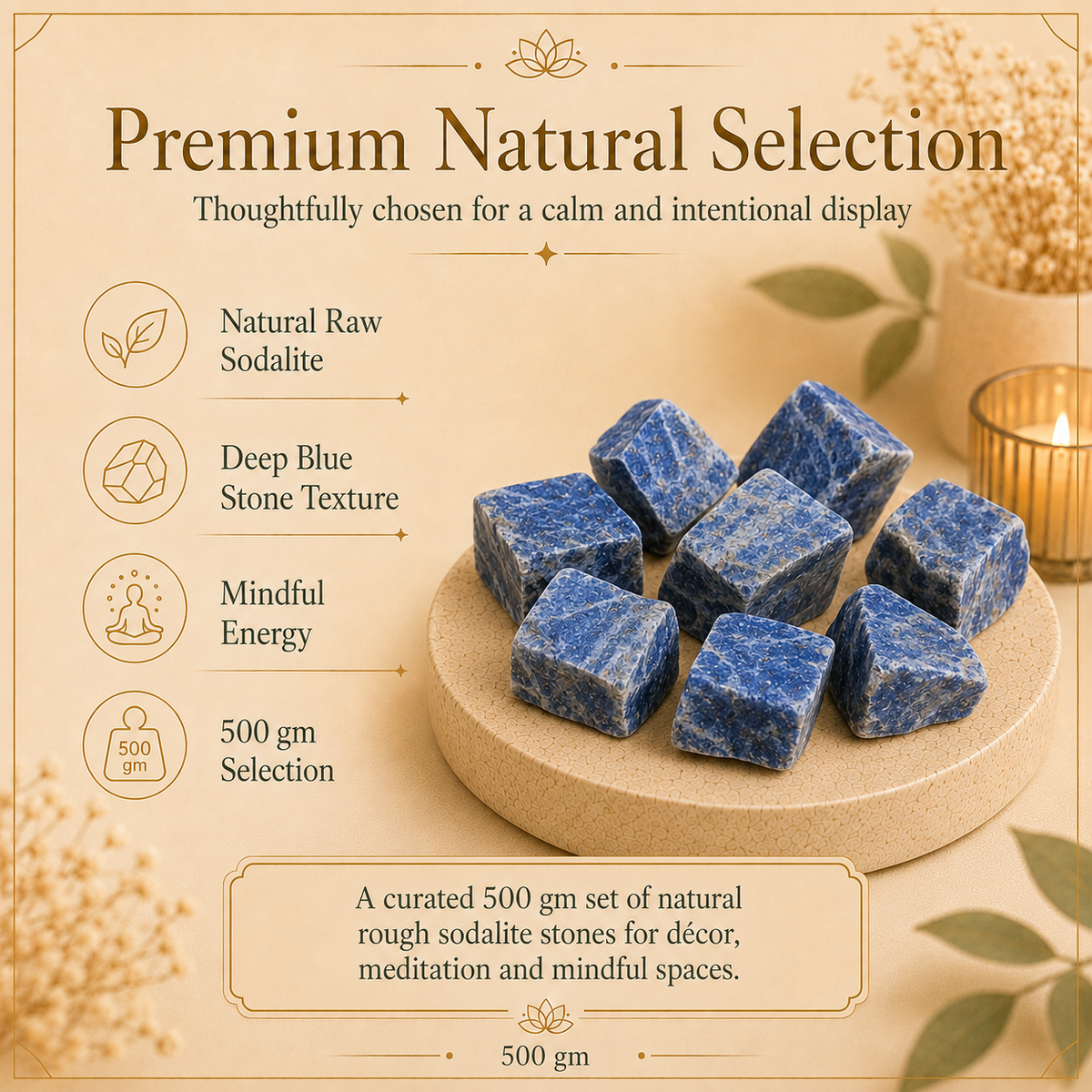 Sodalite Raw Crystals and Stones (500 Gram)