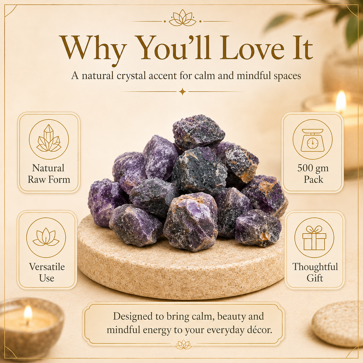 Raw Amethyst Crystal Stone for Home Decor | GemGlow