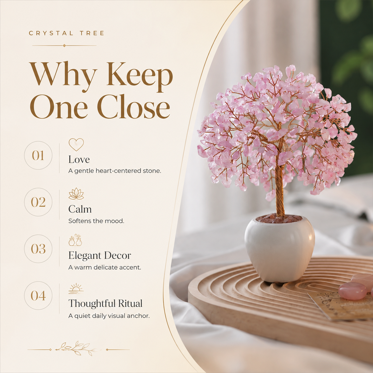 Rose Quartz Crysal Tree For your Good Luck