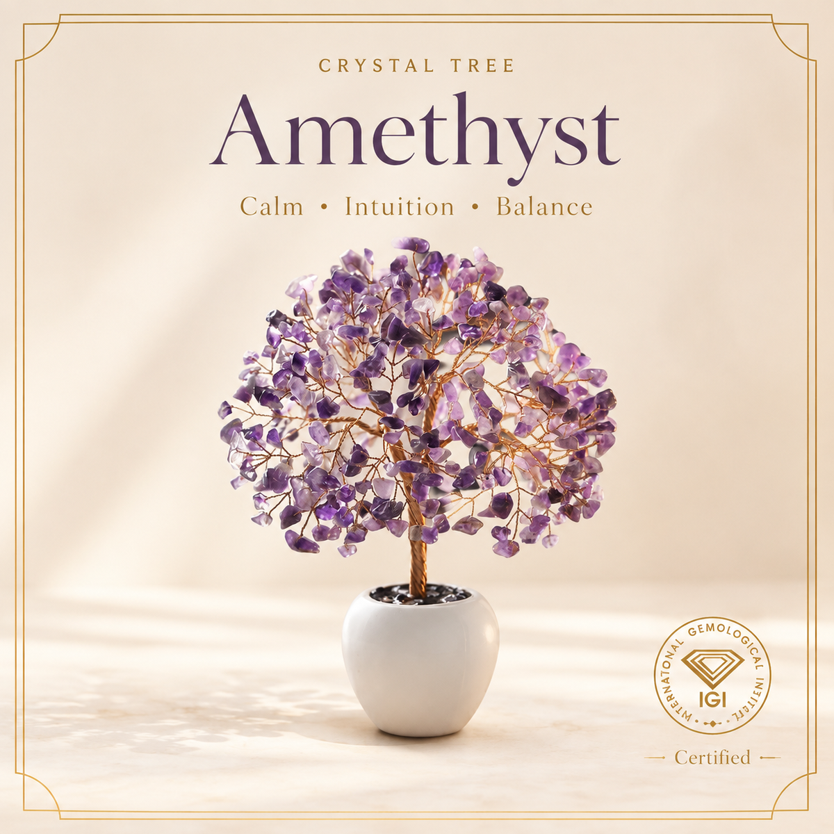 Amethyst Crystal Tree for Home, Office and Meditation