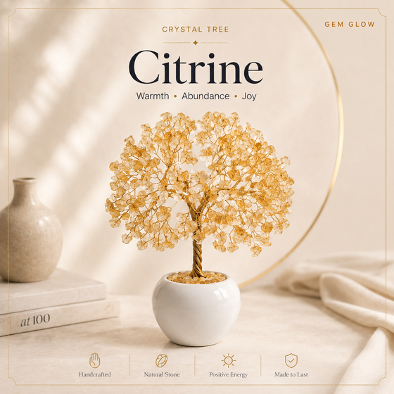 Citrine Crystal Tree – Handmade Gemstone Bonsai Tree for Home & Office Décor