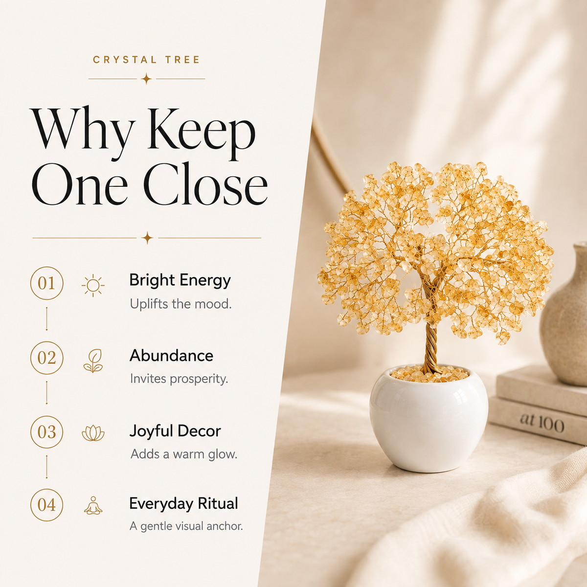 Citrine Crystal Tree – Handmade Gemstone Bonsai Tree for Home & Office Décor