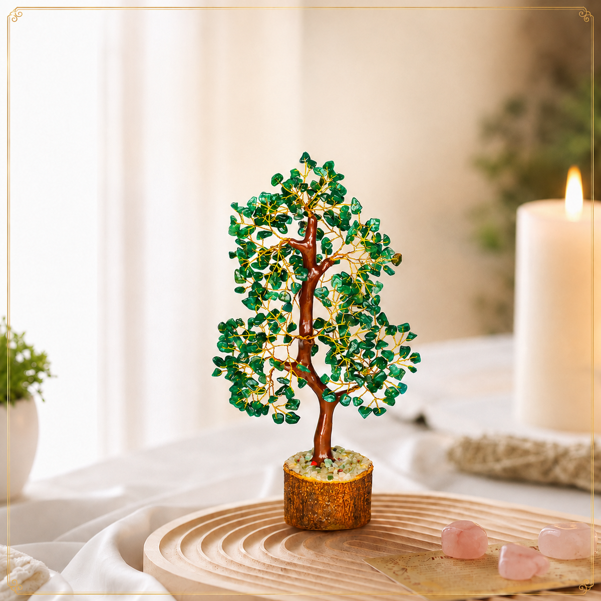 Shop Green Aventurine Crystal Wooden Tree With Golden Wire