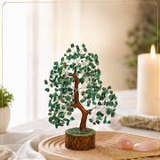 Buy Green Aventurine Crystal Wooden Tree With Silver Wire