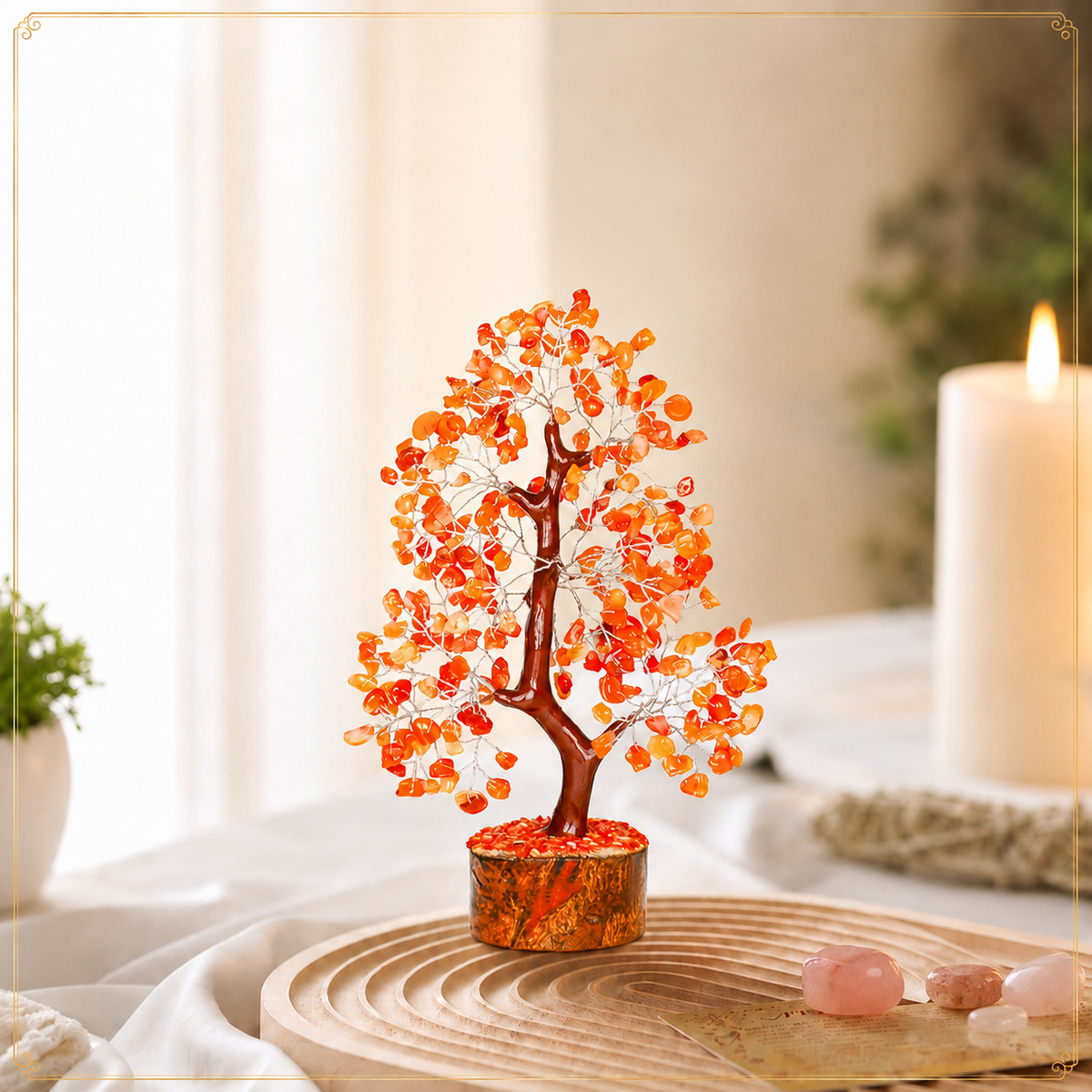 Carnelian Crystal Tree With Silver Wire