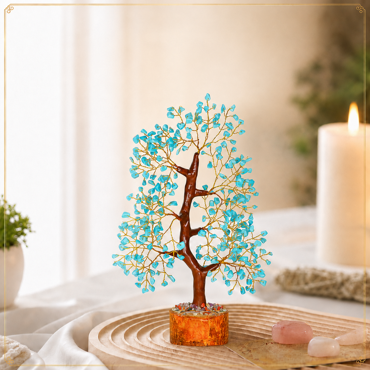 Turquoise Crystal Tree for Home, Office and Meditation