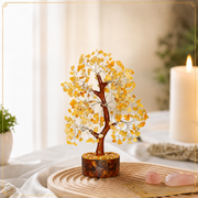 Yellow Aventurine Crystal Wooden Tree for Confidence & Abundance