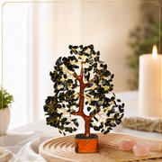 Black Tourmaline Crystal Tree with Golden Wire