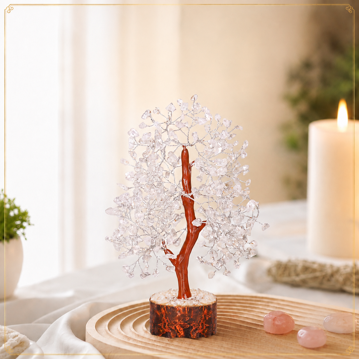 Shop Clear Quartz Crystal Wooden Tree with Silver Wire