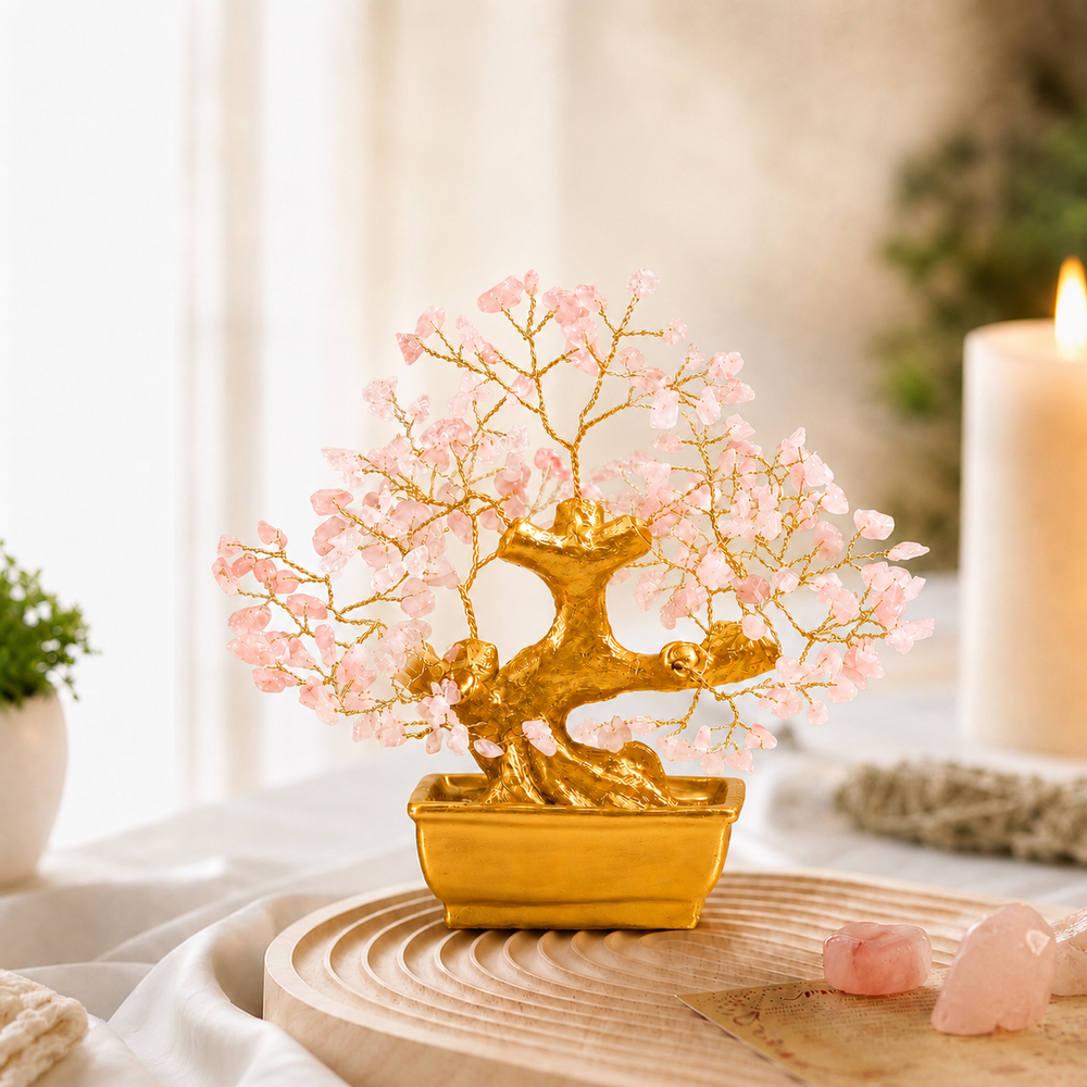 Bonzai Rose Quartz Crystal  Tree