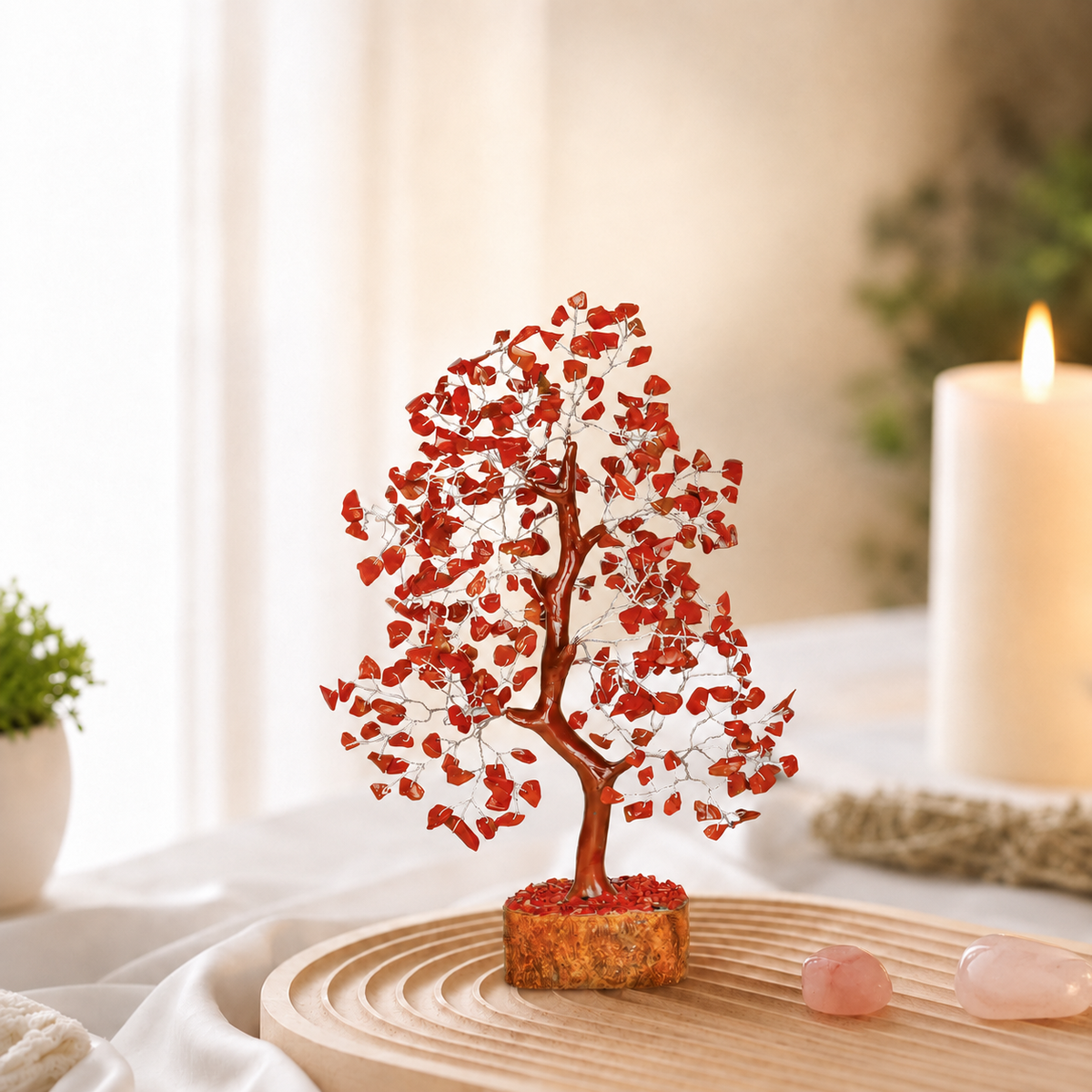Red Jasper Crystal Tree With Silver Wire