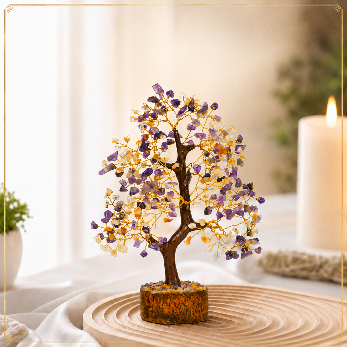 Citrine and Amethyst Crystal Tree