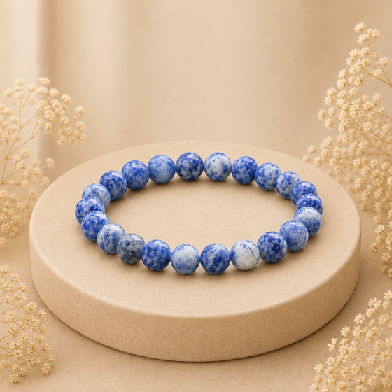 Sodalite Crystal Bracelet (Bead Size: 8mm, Length: 6-7 Inch)