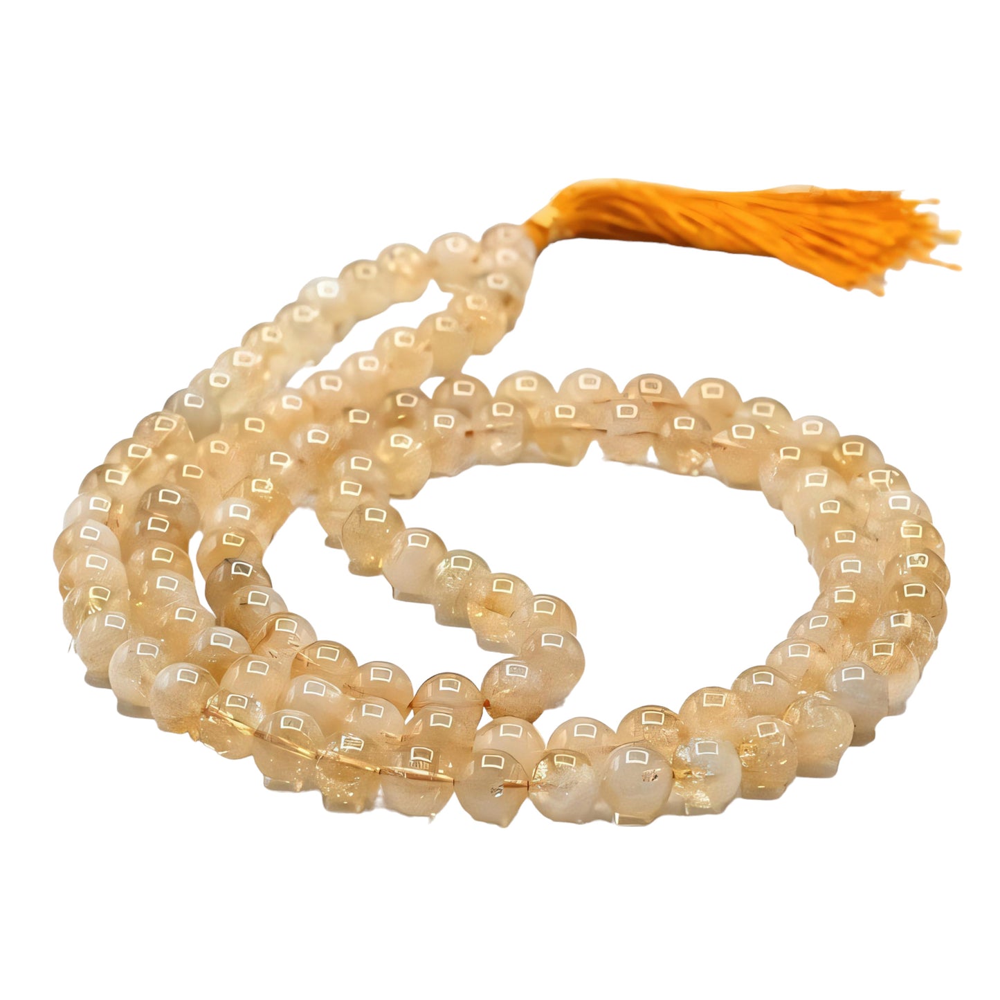 Citrine Gemstone 108 Bead Japa Mala Necklace for meditation and prayer