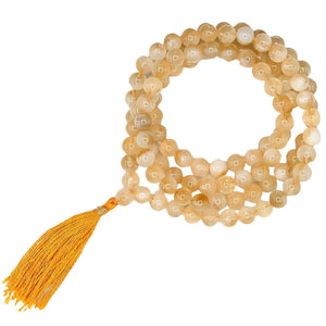 Citrine Gemstone 108 Bead Japa Mala Necklace for meditation and prayer