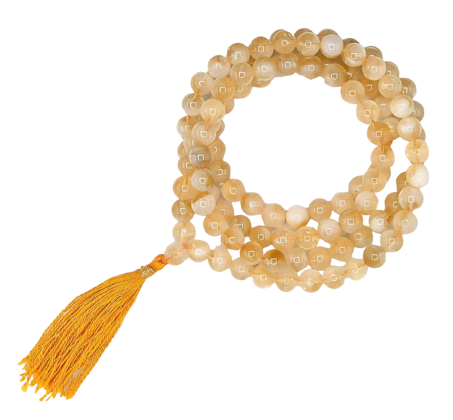 Citrine Gemstone 108 Bead Japa Mala Necklace for meditation and prayer