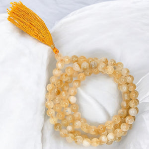 Citrine Gemstone 108 Bead Japa Mala Necklace for meditation and prayer