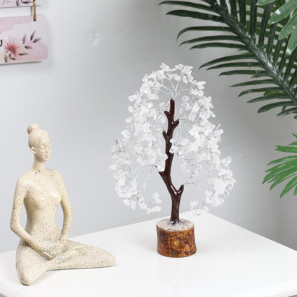 Clear Quartz Crystal Tree (Silver Wire, Size: 10-12 Inch)