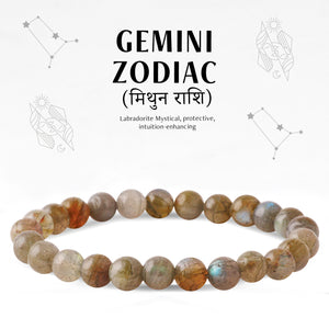 Labradorite Gemini Zodiac(मिथुन राशि) Certified Healing Crystal Bracelet