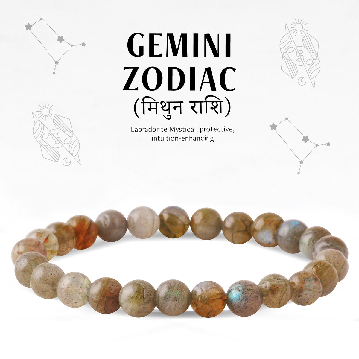 Labradorite Gemini Zodiac(मिथुन राशि) Certified Healing Crystal Bracelet