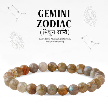 Labradorite Gemini Zodiac(मिथुन राशि) Certified Healing Crystal Bracelet