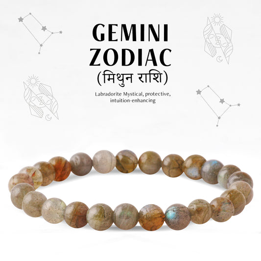 Labradorite Gemini Zodiac(मिथुन राशि) Certified Healing Crystal Bracelet