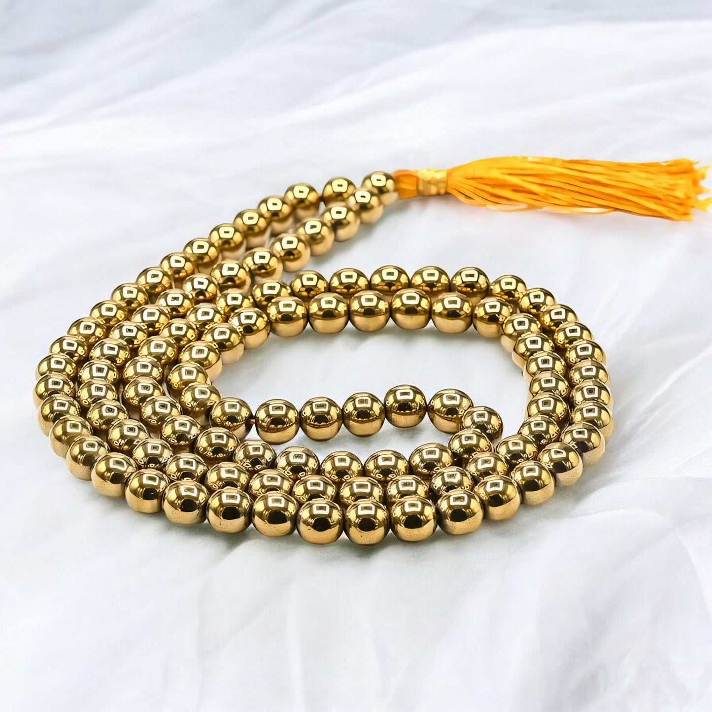 Natural Golden Hematite Gemstone 108 Bead Japa Mala Necklace