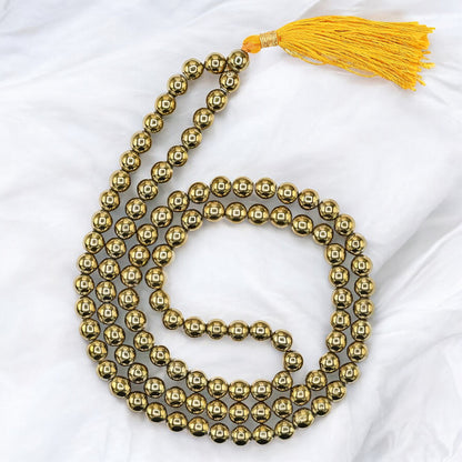 Natural Golden Hematite Gemstone 108 Bead Japa Mala Necklace