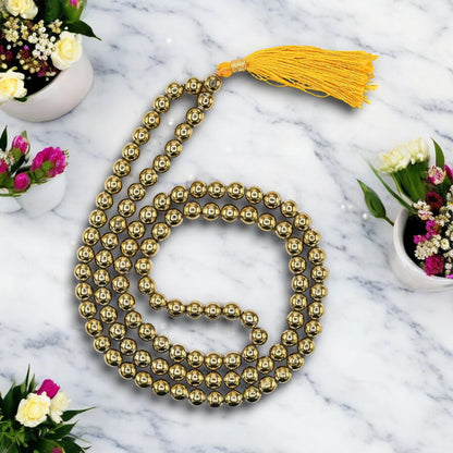 Natural Golden Hematite Gemstone 108 Bead Japa Mala Necklace