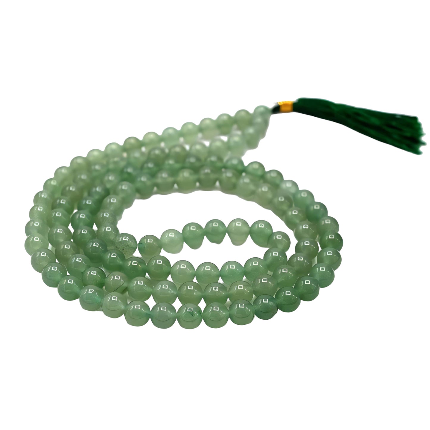 Natural Green Aventurine Gemstone 108 Bead Japa Mala Necklace