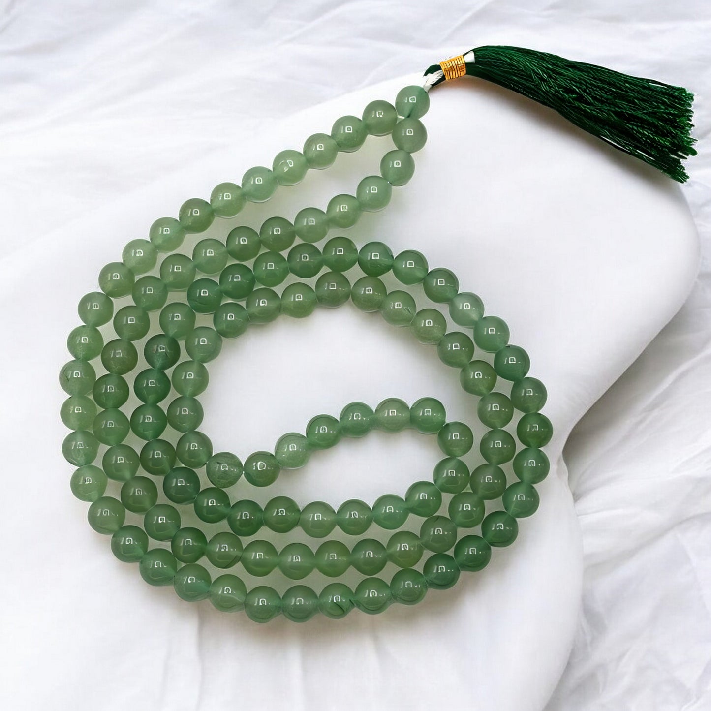 Natural Green Aventurine Gemstone 108 Bead Japa Mala Necklace