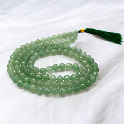 Natural Green Aventurine Gemstone 108 Bead Japa Mala Necklace