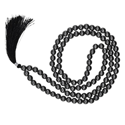 Hematite Gemstone 108 Bead Japa Mala Necklace for meditation and prayer